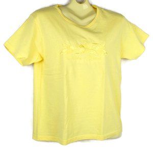 Aloha Hawaii Embroidered Women's T Shirt Cotton Soft NWOT Yellow Hibiscus